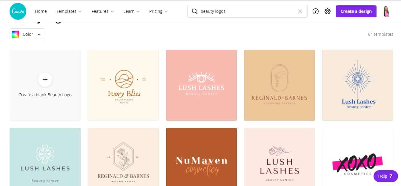 brand and blog logo designs on canva