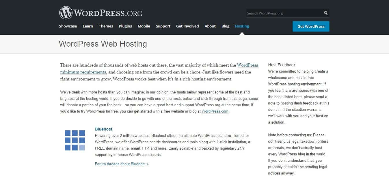 bluehost is one of the wordpress recommended web hosts
