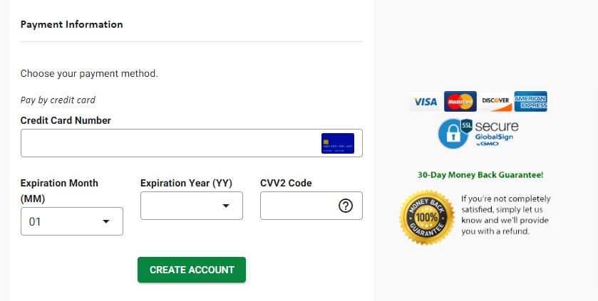 entering payment details