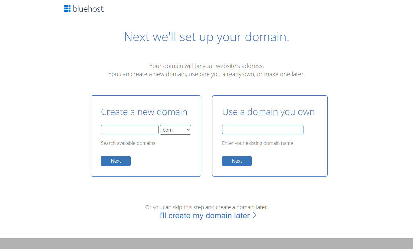 choosing your free domain name on bluehost