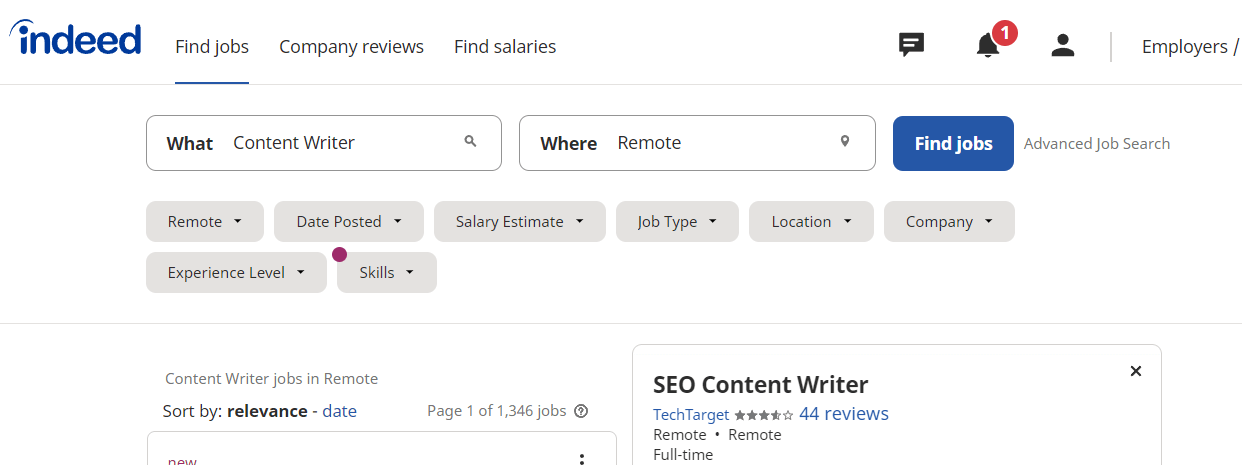 Indeed job search 