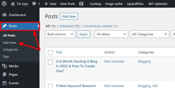 adding a new post on wordpress