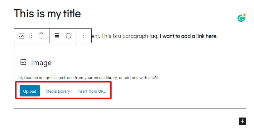 choose to upload an image or pick from media on wordpress