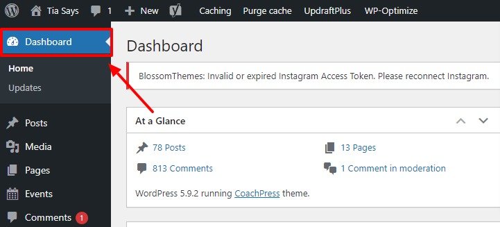 image showing how to go to wordpress dashboard