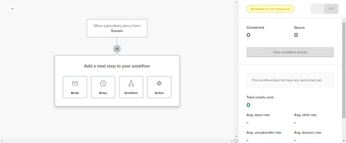 choosing email to add emails to workflow