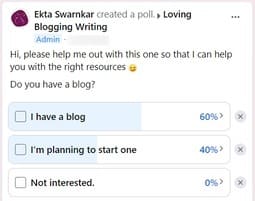 poll on facebook to find more blog post ideas