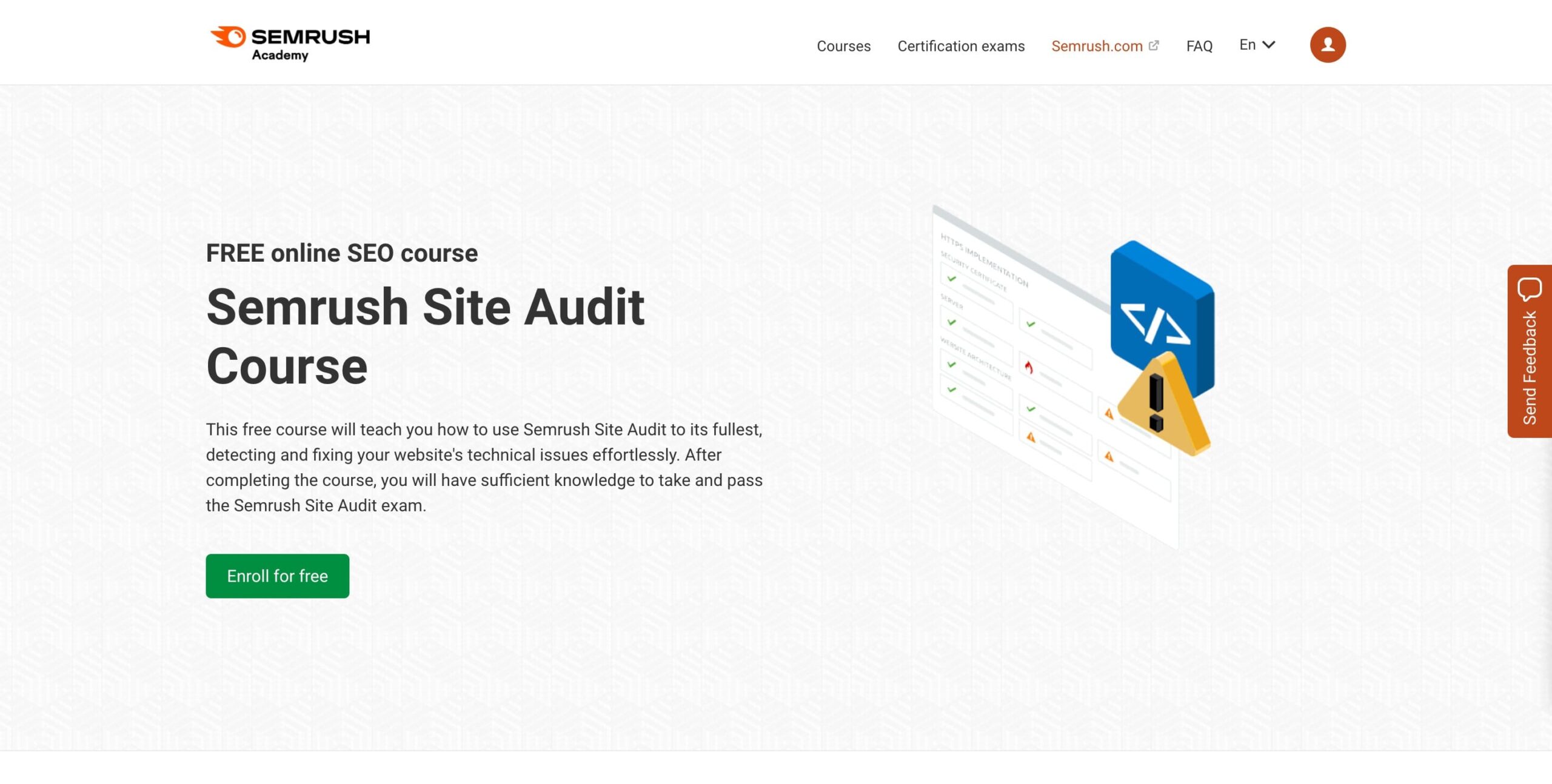 semrush site audit course