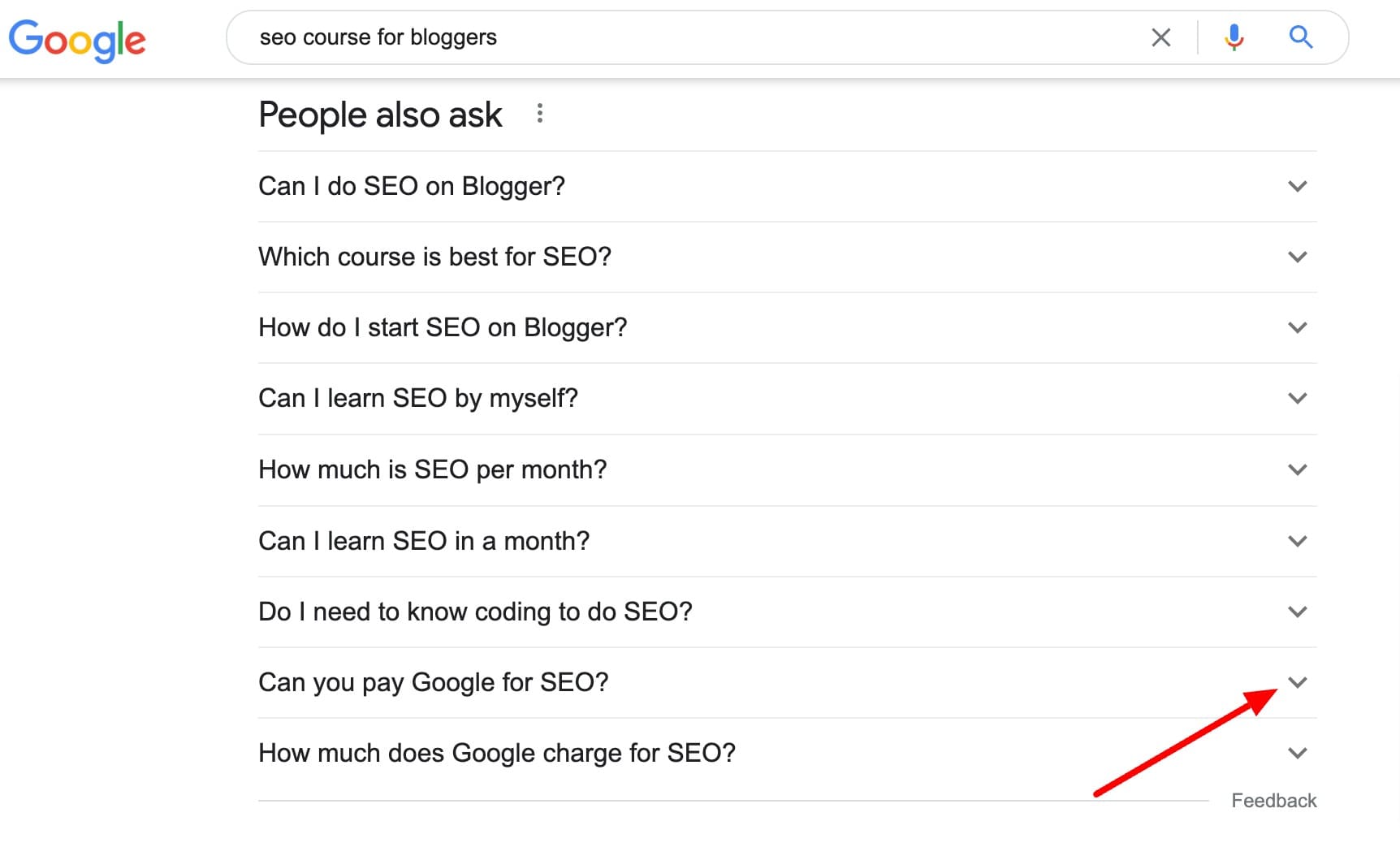 Google SERPs people also ask section
