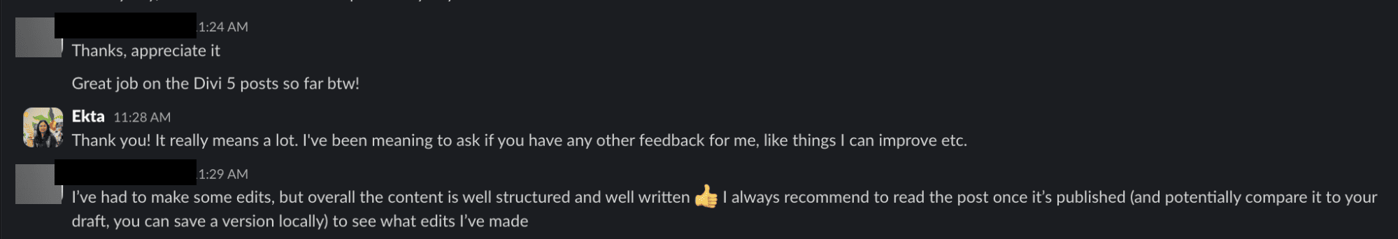 editor feedback