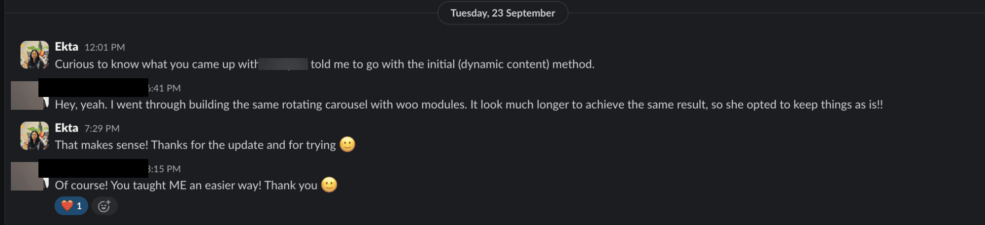 teammate positive feedback